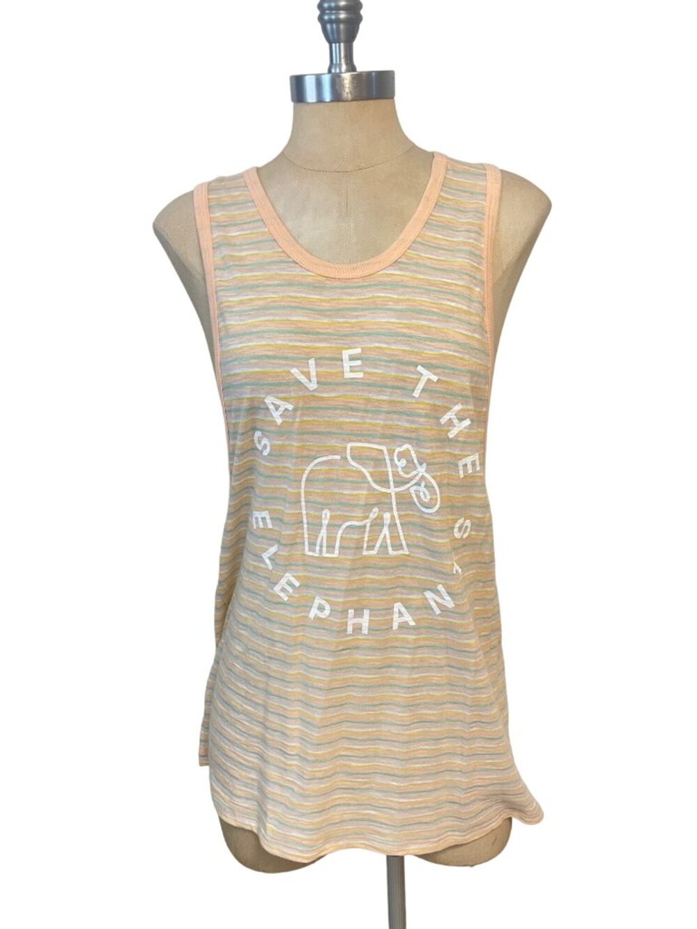 Ivory Ella Save the Elephants Muscle Tank Top Women's Large
